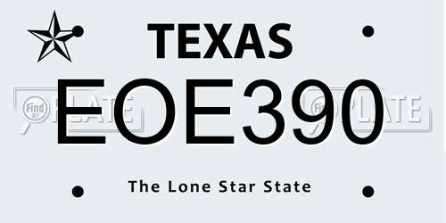 EOE390 Texas License Plate