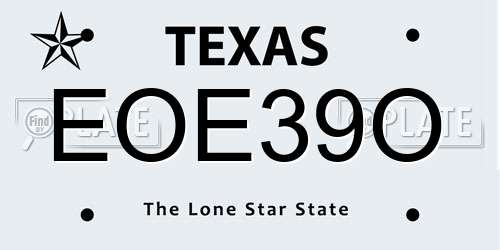 EOE39O Texas License Plate
