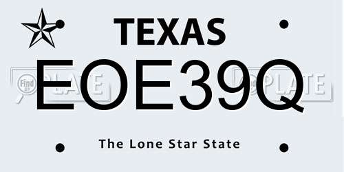 EOE39Q Texas License Plate