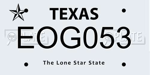 EOG053 Texas License Plate