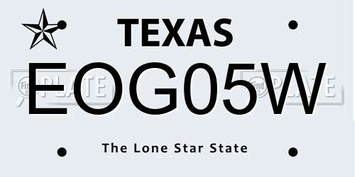 EOG05W Texas License Plate