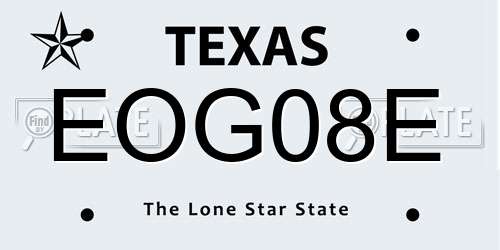 EOG08E Texas License Plate