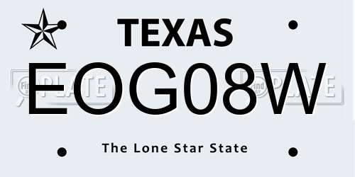 EOG08W Texas License Plate