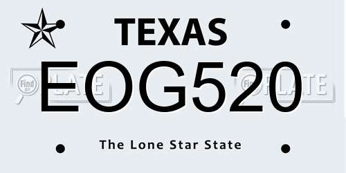 EOG520 Texas License Plate