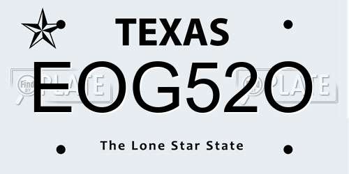 EOG52O Texas License Plate