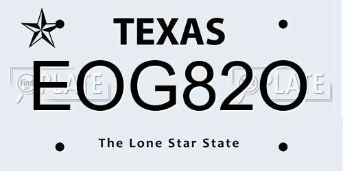 EOG82O Texas License Plate