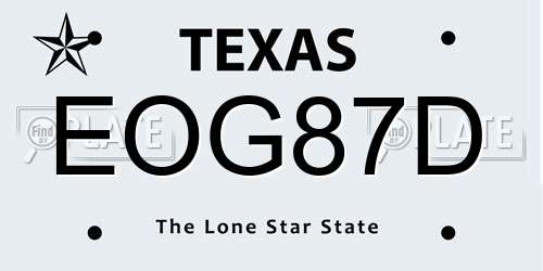 EOG87D Texas License Plate