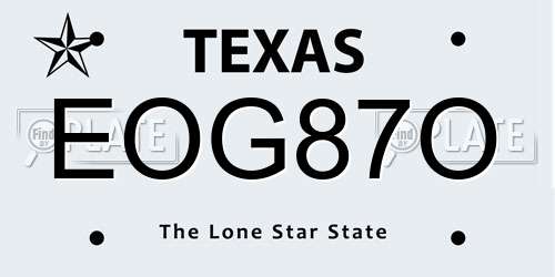EOG87O Texas License Plate