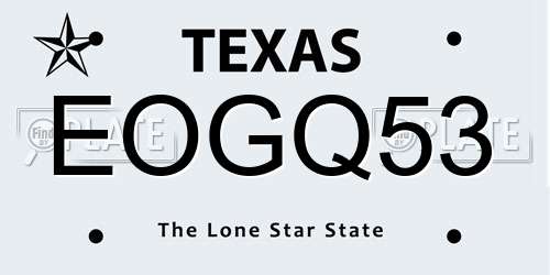 EOGQ53 Texas License Plate