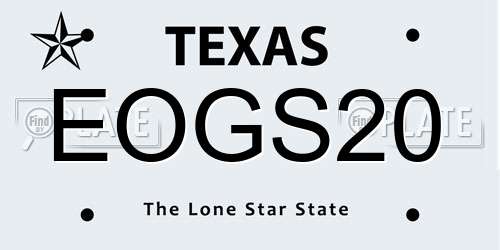 EOGS20 Texas License Plate