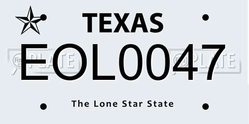 EOL0047 Texas License Plate