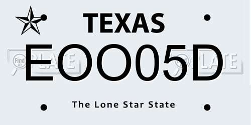 EOO05D Texas License Plate