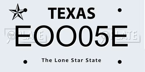 EOO05E Texas License Plate
