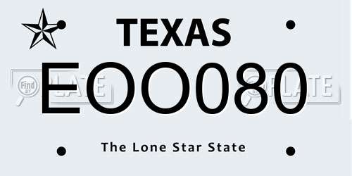 EOO080 Texas License Plate