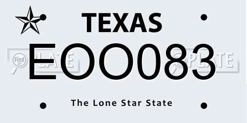 EOO083 Texas License Plate