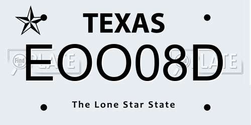 EOO08D Texas License Plate