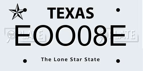 EOO08E Texas License Plate