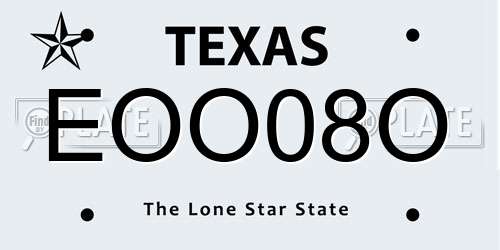 EOO08O Texas License Plate
