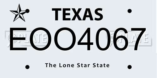 EOO4067 Texas License Plate