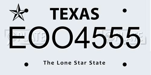 EOO4555 Texas License Plate