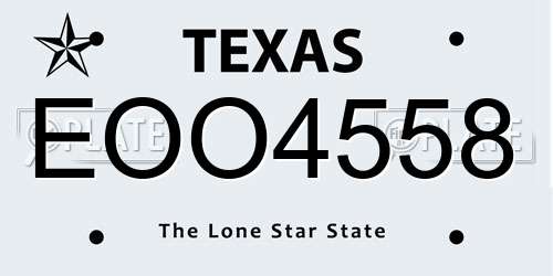 EOO4558 Texas License Plate