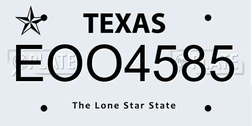EOO4585 Texas License Plate