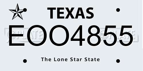 EOO4855 Texas License Plate