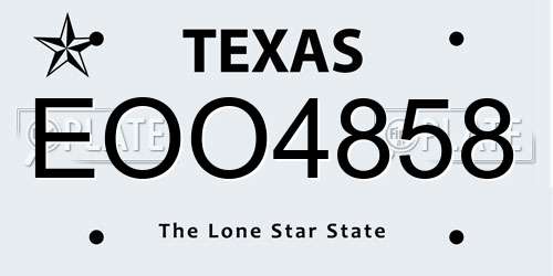 EOO4858 Texas License Plate