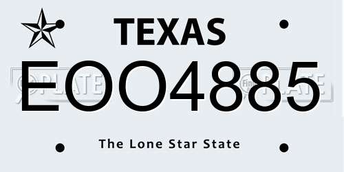 EOO4885 Texas License Plate