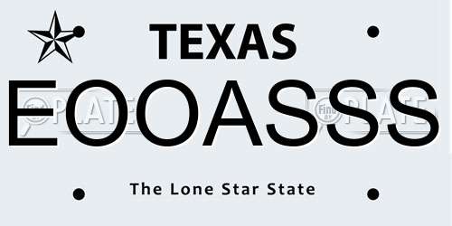 EOOASSS Texas License Plate