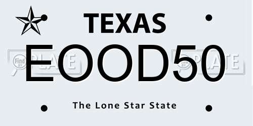 EOOD50 Texas License Plate