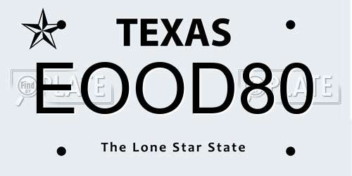 EOOD80 Texas License Plate