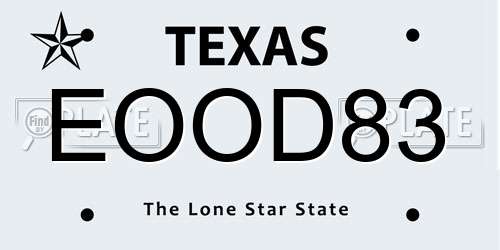 EOOD83 Texas License Plate