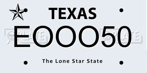 EOOO50 Texas License Plate
