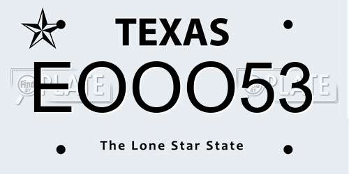 EOOO53 Texas License Plate