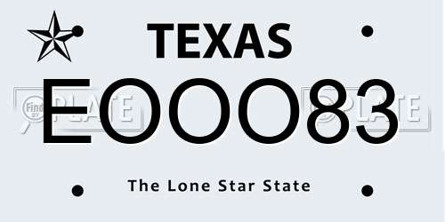 EOOO83 Texas License Plate