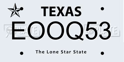 EOOQ53 Texas License Plate