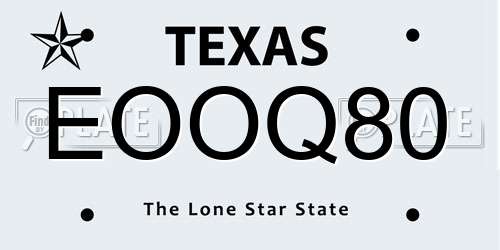 EOOQ80 Texas License Plate