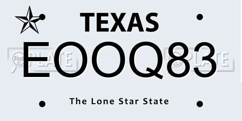 EOOQ83 Texas License Plate