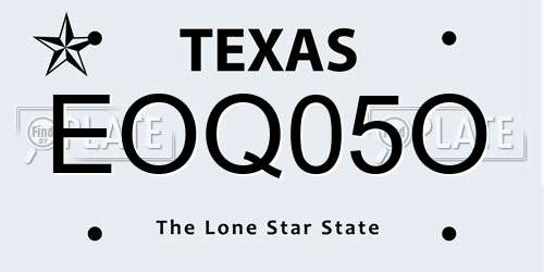 EOQ05O Texas License Plate