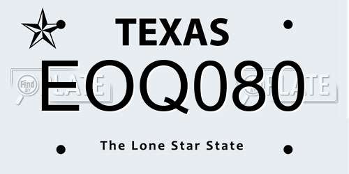 EOQ080 Texas License Plate