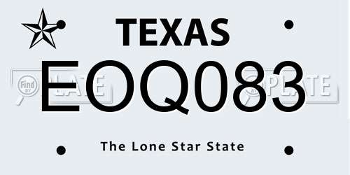 EOQ083 Texas License Plate