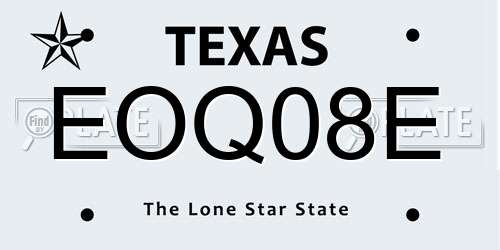 EOQ08E Texas License Plate