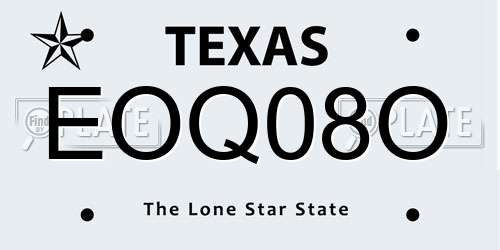 EOQ08O Texas License Plate