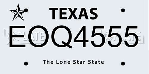 EOQ4555 Texas License Plate