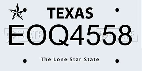 EOQ4558 Texas License Plate
