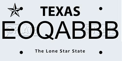 EOQABBB Texas License Plate