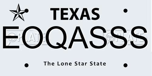 EOQASSS Texas License Plate