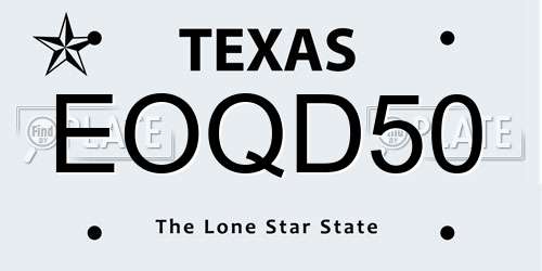 EOQD50 Texas License Plate