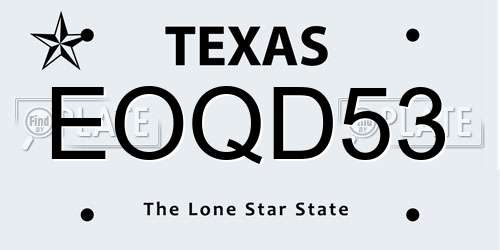 EOQD53 Texas License Plate